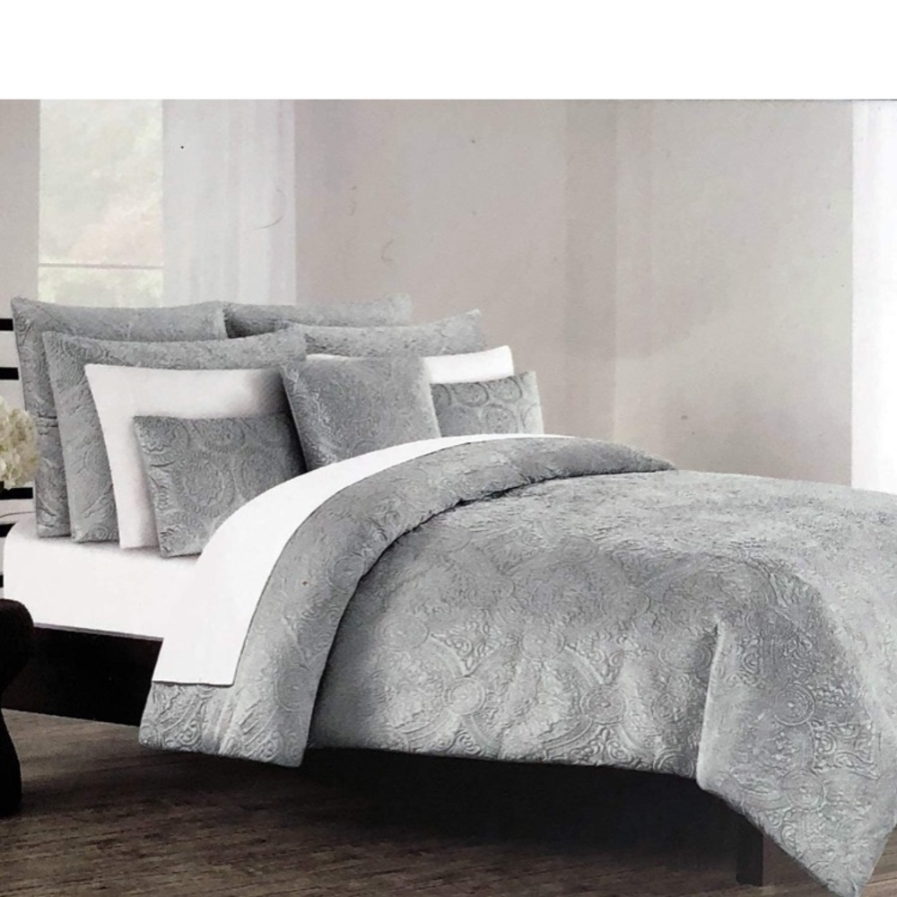 Tahari home - steel blue metallic Duvet cover set